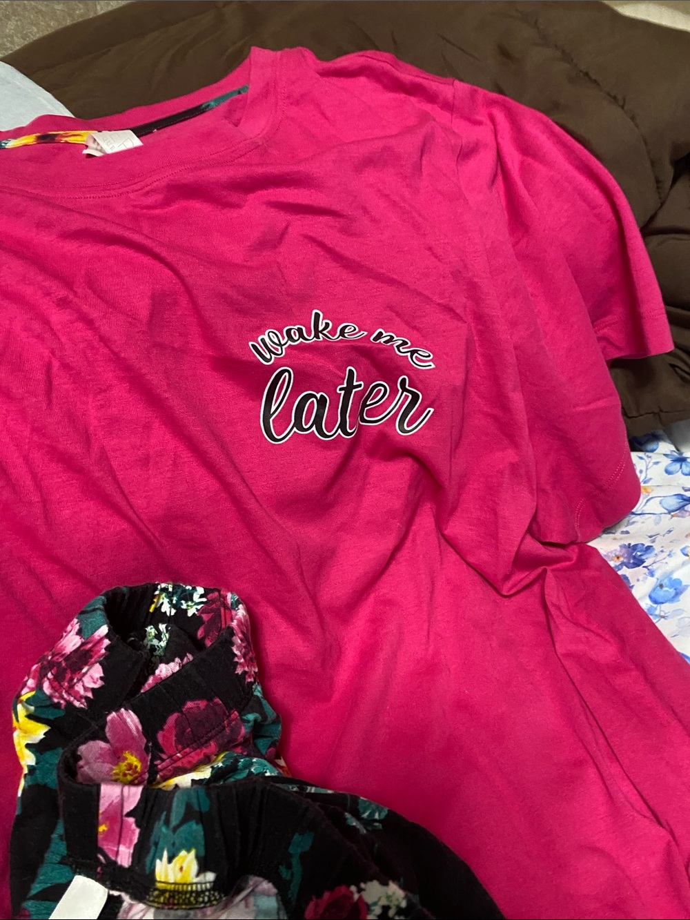 Cacique Hot Pink 'Wake Me Later' Short Sleeve Tee